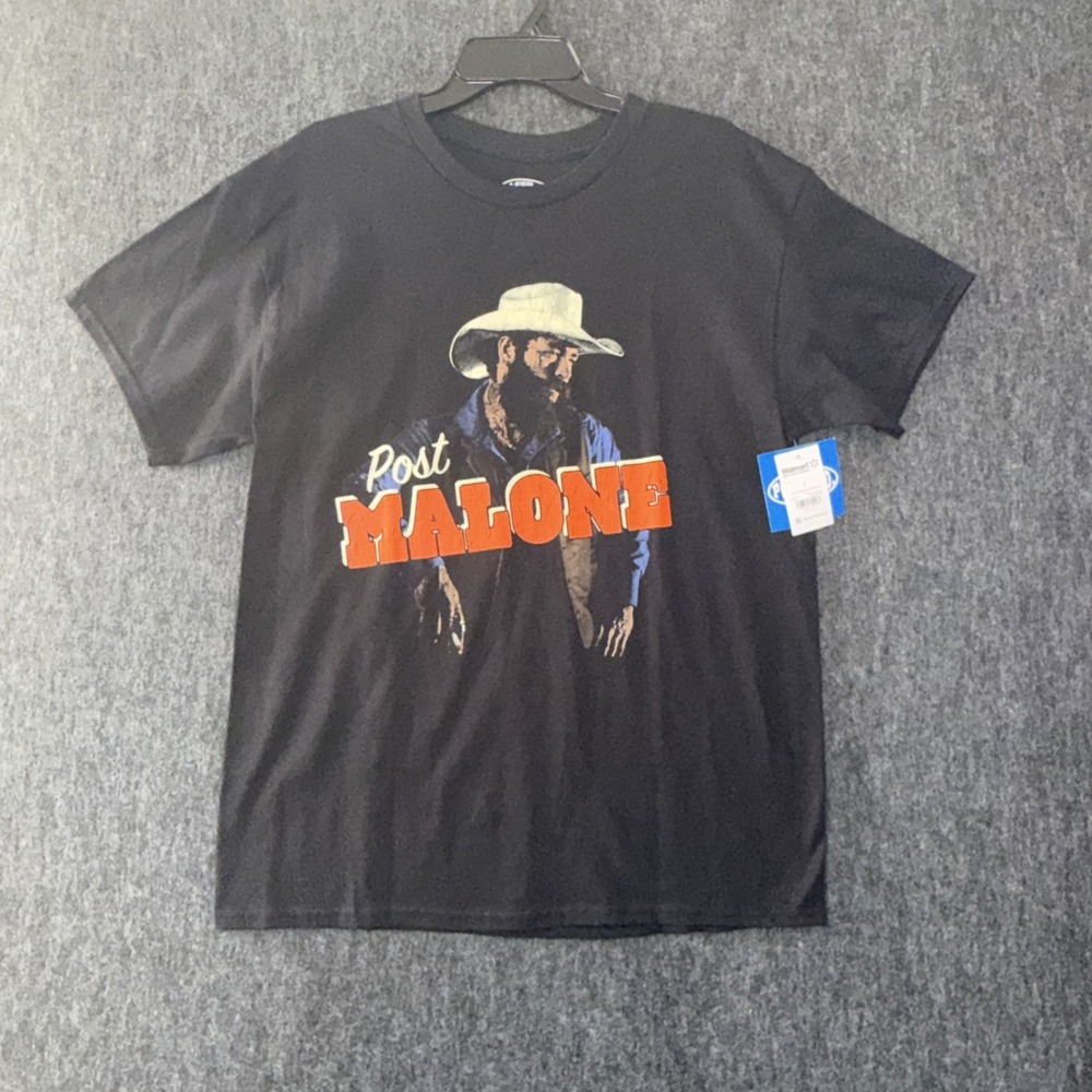 Post Malone Men Large T-Shirt Cowboy Country Graphic Tee Black NWT Music Concert